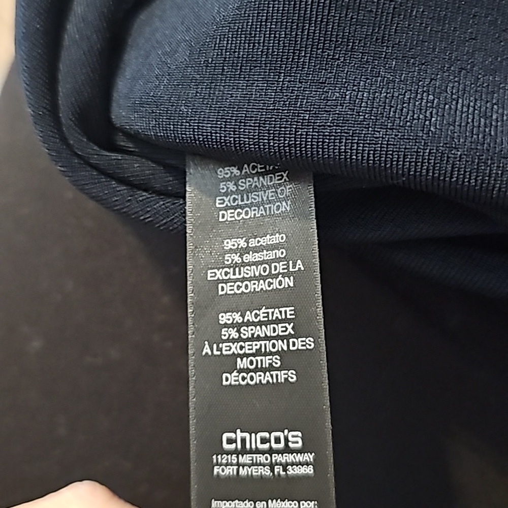 Chicos sz 3 Travelers embroidered neck band dress India Ink sz 16 new with tags - Picture 10 of 12